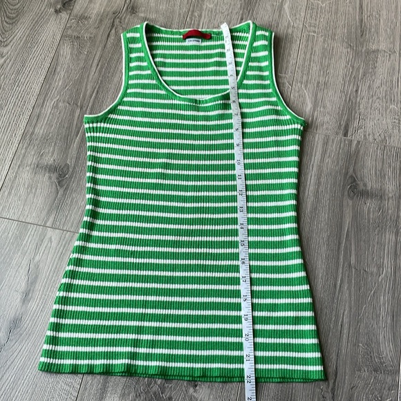 Green & Whit Striped Sweater Ribbed Tank . - Picture 5 of 7